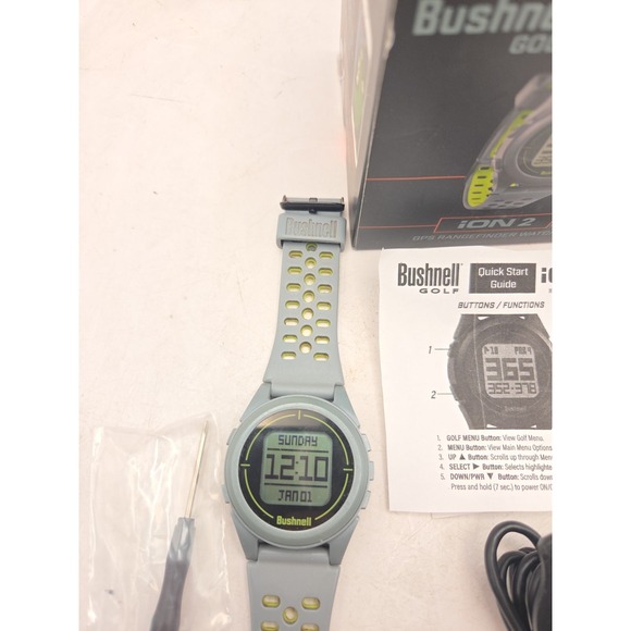 Bushnell Golf Neo iON 2 GPS Rangefinder Watch 368851 Silver Green TESTED WORKS - Picture 2 of 7
